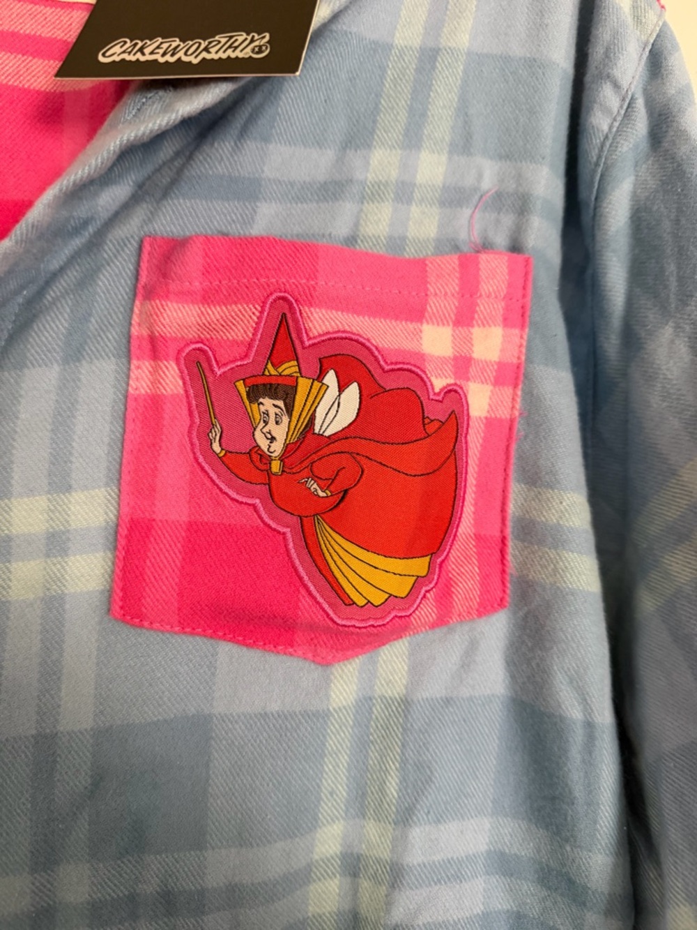 Disney Sleeping Beauty Pink & Light Blue Plaid Button-Up Shirt - Picture 6 of 12